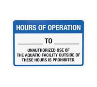 Segnale di avvertimento "Hours Of Operation", con regole della piscina, per casa, lavoro, esterni, interni, strada, cortile, garage, parete stradale, sicurezza, decorazione personalizzata, 30,5 x 20,3