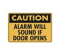 Segnale di avvertimento in alluminio riflettente con simbolo per uso interno ed esterno, 30,5 x 20,3 cm, con scritta "Caution Alarm Will Sound If Door Opens" (lingua italiana non garantita)