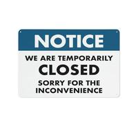 Segnale di avvertimento in alluminio riflettente con simbolo per uso interno ed esterno, con scritta "We Are Temporarily Closed Sorry For The Incomody" (lingua italiana non garantita), 30,5 x 20,3 cm