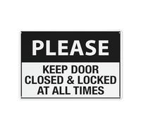 Segnale di avvertimento in alluminio riflettente con simbolo per uso interno ed esterno con scritta "Please Keep Door Closed & Locked At All Times", 30,5 x 20,3 cm