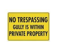 Segnale di avvertimento in alluminio riflettente con simbolo per uso interno ed esterno con scritta "No Trespassing Gully Is Within Private Property", 30,5 x 20,3 cm