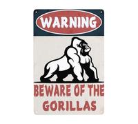 Segnale di avvertimento in metallo con scritta "Beware Of The Gorillas", segnale di sicurezza per casa e giardino, 20 x 30 cm