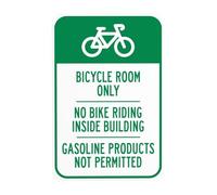 Segnale di avvertimento in metallo con scritta in inglese "Bicycle Room Only No Bike Riding Inside Building Gasoline Products Not Permitted Warning Warning, Bike Security", 20,3 x 30,5 cm