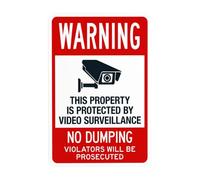 Segnale di avvertimento in metallo con scritta "Warning This Property Is Protected By Video Surveillance Violators - Prohibition Security" per affari, garage, muri, sicurezza, sicurezza, sicurezza