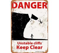 Segnale di avvertimento in metallo "Danger Unstable Cliffs Keep Clear" Private property no trespassing sign,posted no trespassing Signs proprietà privata, interno ed esterno metallo "12 x 8", need to
