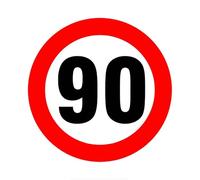 Segnale di avvertimento limite di velocità 90 km/h adesivo for camper, moto, accessori for paraurti adesivo impermeabile in PVC, 16 cm x 16 cm(Black,20cmx20cm)