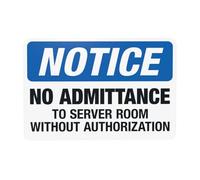 Segnale di avvertimento "No Admittance To Server Room Without Authorization", cartello in metallo per casa, lavoro, strada, cortile, garage, parete stradale, attenzione, decorazione personalizzata
