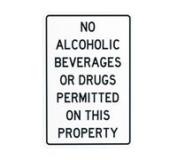 Segnale di avvertimento "No Alcoholic Beverages Or Drugs Permitted Warning Sign", segnale di divieto di sicurezza per affari, casa, esterni, interni, cortile, garage, strada, parete, sicurezza