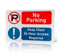 Segnale di avvertimento "No Parking Keep Clear 24 Hour Access Required", in plastica rigida in PVC, 4 fori preforati per esterni, 300 x 200, autoadesivo, resistente, durevole e antiruggine