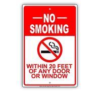 Segnale di avvertimento "No Smoking Within 20 Feet of Building Door or Window Entrance Vaping Business Notice Warning Church School Sign Business Sign Aluminium Metal Tin Sign 20,3 x 30,5 cm
