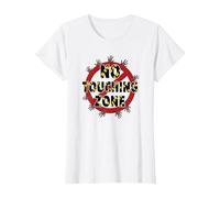 Segnale di Avvertimento No Touching Zone Not Friendly Do Not Touch Maglietta, Donna, Bianco, 3XL