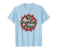 Segnale di Avvertimento No Touching Zone Not Friendly Do Not Touch Maglietta, Uomo, Celeste, M