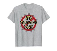 Segnale di Avvertimento No Touching Zone Not Friendly Do Not Touch Maglietta, Uomo, Grigio Melange, M