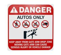 Segnale di avvertimento per cancello con scritta "Danger Autos Only Keep Away From Gate Arm Drop Zone Moving Gate", cartello di sicurezza in metallo per casa, lavoro, garage, parete stradale