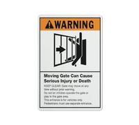 Segnale di avvertimento per cancello mobile con scritta in inglese "Warning Moving Gate Can Serious Injury or Death Sign Warning Warning Sticker-Security Sign Outdoor Sign 30,5