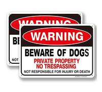 Segnale di avvertimento per cani "Beware of Dog Property Private Property No Trespassing Dog Segnale di avvertimento in alluminio ad alta pellicola riflettente non responsabile per lesioni o morte 25,4 x 17,8 cm, confezione da 2, protezione UV e resistente alle intemperie, facile da montare, uso interno/esterno per casa, lavoro, vialetto