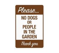 Segnale di avvertimento "Please No Dogs Or People In The Garden Thank You, Keep Dog Off Grass Security" per affari, casa, strada, cortile, garage, muro stradale, sicurezza, sicurezza, decorazione