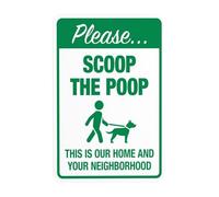 Segnale di avvertimento "Please Scoop The Poop This Is Our Home And Your Neighborhood - No Dog Poop Security", cartello in metallo per affari, casa, esterni, interni, sicurezza, sicurezza, decorazione