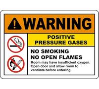Segnale di avvertimento pressione positiva gas segnale di sicurezza attrezzature mediche ossigeno metallo latta 20 x 30 cm per casa o lavoro