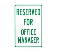 Segnale di avvertimento "Reserved For Office Manager", cartello in metallo per affari, casa, esterni, interni, strada, cortile, garage, muro stradale, sicurezza, sicurezza, decorazione personalizzata