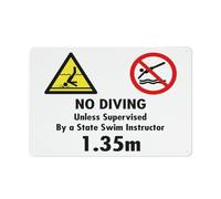 Segnale di avvertimento riflettente in alluminio con simbolo per uso interno ed esterno, 30,5 x 20,3 cm, con scritta "No Diving Unless Supervised By A State Swim Instructor", 30,5