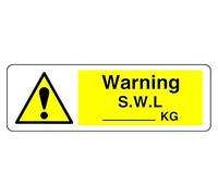 Segnale di avvertimento S W L Kg - Segnale di sicurezza - Adesivo autoadesivo ad alta aderenza (300 mm x 100 mm) Distanza di visualizzazione entro 5 m.