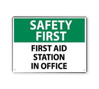 Segnale di avvertimento, SAFETY FIRST First Aid Station In Office,Segnale di Traffic Sign Road Sign Business Sign 12x16 Pollici Targa in Alluminio Metallo