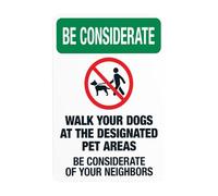 Segnale di avvertimento Walk Your Dogs At The Designated Pet Areas, Dog Park Regulation Security cartelli in metallo per affari, casa, esterni, interni, garage, parete stradale, sicurezza, sicurezza