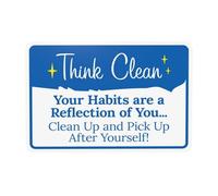 Segnale di avvertimento "Your Habits Are A Reflection Of You Clean Up And Pick Up After Yourself", cartello di sicurezza in metallo per la sicurezza delle porte, per casa, lavoro, esterni, interni