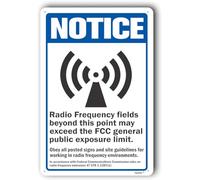 Segnale di avviso Decorazione da parete Affari Sicurezza Ufficio Campi di radiofrequenza può superare Fcc limite di esposizione pubblica generale metallo alluminio 6x8 pollici