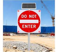 Segnale di divieto di accesso lampeggiante a LED solare da 24"/30" Segnale di pericolo per la sicurezza stradale per strade vie incroci(24in)