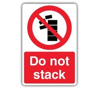 Segnale di divieto di sicurezza con scritta "V Safety Do Not Stack", 450 x 600 mm, materiale composito in alluminio riflettente, prodotto in Gran Bretagna