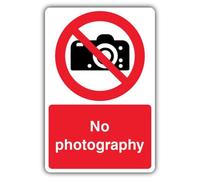 Segnale di divieto di sicurezza con scritta "V Safety No Photography", 450 x 600 mm, materiale composito in alluminio riflettente, prodotto in Gran Bretagna