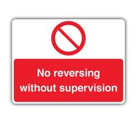 Segnale di divieto di sicurezza con scritta "V Safety No Reversing Without Supervision", 200 x 150 mm, materiale composito in alluminio riflettente, prodotto nel Regno Unito