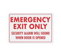 Segnale di emergenza con scritta "Emergency Exit Only Security Alarm Will Sound When Door Is Opened", 30,5 x 20,3 cm, riflettente, in alluminio, segnaletica di avvertimento con simbolo, per uso