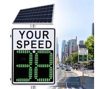 Segnale di Feedback di velocità Radar ad energia Solare con Display a LED ad Alta visibilità, 2DigitDisplay, Segnale di velocità Radar in Alluminio per autostrade e Strade,Bianca,20"x27"