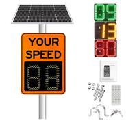 Segnale di feedback radar di velocità solare portatile, rilevatore di limiti di sicurezza stradale con accessori, display a banda K da 24 GHz, impermeabile IP65 per autostrade, strade a velocità