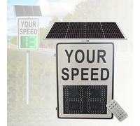 Segnale di feedback radar solare for la velocità, avviso automatico rosso/verde for rilevamento di velocità eccessiva, display for autostrade, strade a velocità limitata(White)