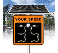 Segnale di limite di velocità a energia solare, con feedback radar a LED | Caratteristiche: display a LED arancione a 3 cifre, feedback di velocità radar, adatto per autostrade e strade con limiti di