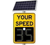 Segnale di Limite di velocità con Radar Solare a LED con Feedback sul Traffico, Segnale di Limite velocità Radar Solare, Pannello Avvertimento Stradale per la Sicurezza Yellow-50x70cm/19.7×27.5in