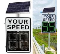 Segnale di limite di velocità lento MPH, segnale di feedback radar con cifre a LED solari, display radar per la velocità del veicolo in alluminio, segnaletica di avvertimento stradale/stradale (60 *