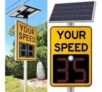 Segnale di limite di velocità radar alimentato a energia solare, display a LED per feedback traffico con accessori, impermeabile IP65, per strade urbane e autostrade, 50 x 70 cm
