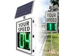 Segnale di limite di velocità radar alimentato ad energia solare da 24"x35" - Display radar a LED con limite di velocità, segnale di feedback radar, per autostrade, strade a velocità limitata,White