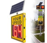Segnale di limite di velocità radar alimentato ad energia solare da 24"x35" - Display radar a LED con limite di velocità, segnale di feedback radar, per autostrade, strade a velocità limitata,Yellow