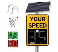 Segnale di limite di velocità radar, pannello di sicurezza stradale a energia solare, 70 x 50 cm, in alluminio, riflettente per rilevamento della velocità, con accessori