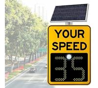 Segnale di limite di velocità radar solare a LED - 2 cifre/3 cifre in alluminio per la sicurezza stradale, chilometri/miglia regolabili, segnale di avvertimento stradale 50 x 70 cm