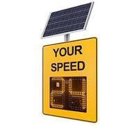 Segnale di Limite Velocità Radar Solare, Rilevatore di Velocità Digitale a 2 Display, con Feedback Istantaneo e Telecomando, Rilevamento Fino a 200 Metri(Yellow,60x90cm/24x35in)