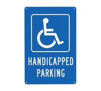 Segnale di parcheggio per handicap, segnale di avvertimento in metallo per disabili, cartello di sicurezza in metallo, segnale di sicurezza per decorazione da parete per affari stradali, 20 x 30 cm