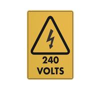 Segnale di pericolo elettrico di cautela 240 volt 30,5 x 20,3 cm segnaletica di avvertimento in alluminio riflettente con simbolo per uso interno ed esterno