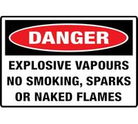 Segnale di pericolo esplosivo vapori non fumatori o fiamme nude per porta d'ingresso, 15,2 x 20,3 cm, cartelli per casa d'affari e casa, cartelli in alluminio per cancello ufficio finestra, non